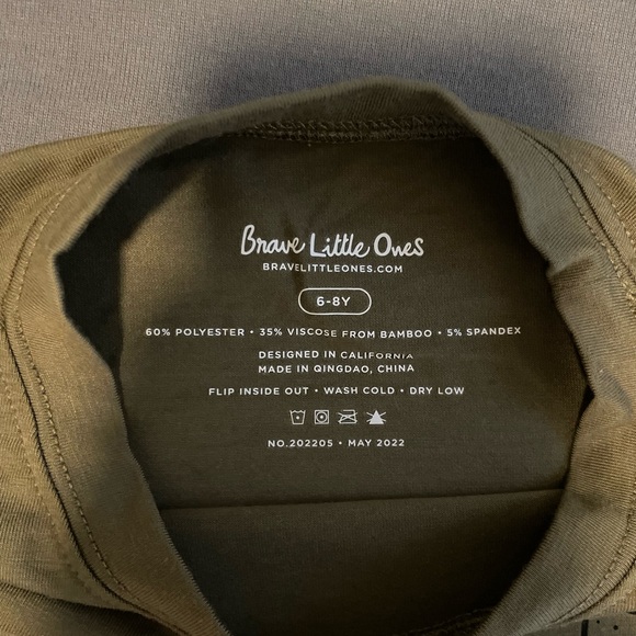 Brave Little Ones Stay Cozy Graphic T-Shirt Army Bamboo Short Sleeve 6/8Y Boys - Picture 2 of 3
